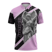 Aphrodite Greek Goddess Zipper Polo Shirt Classical Mythology Floral Statue Art