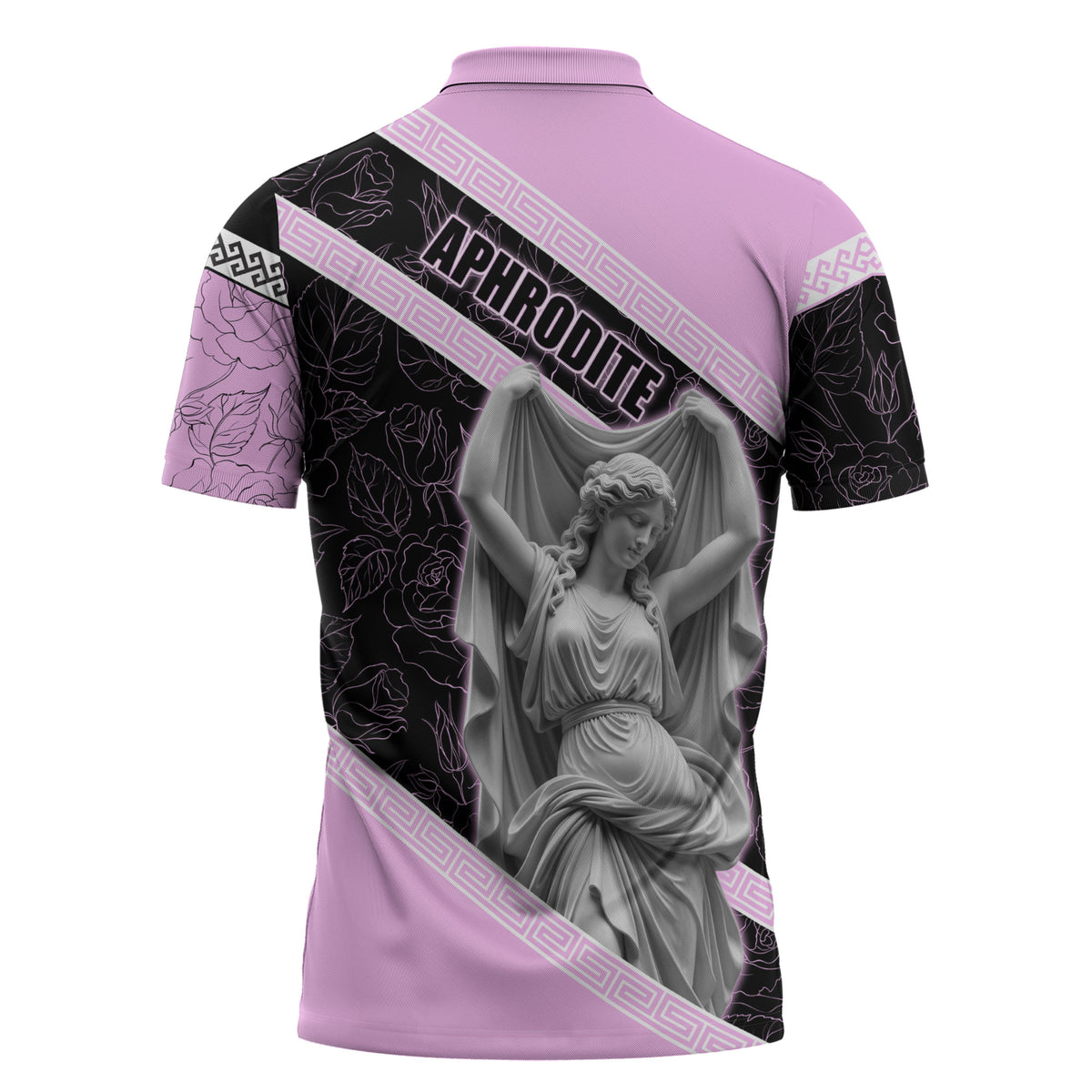 Aphrodite Greek Goddess Zipper Polo Shirt Classical Mythology Floral Statue Art