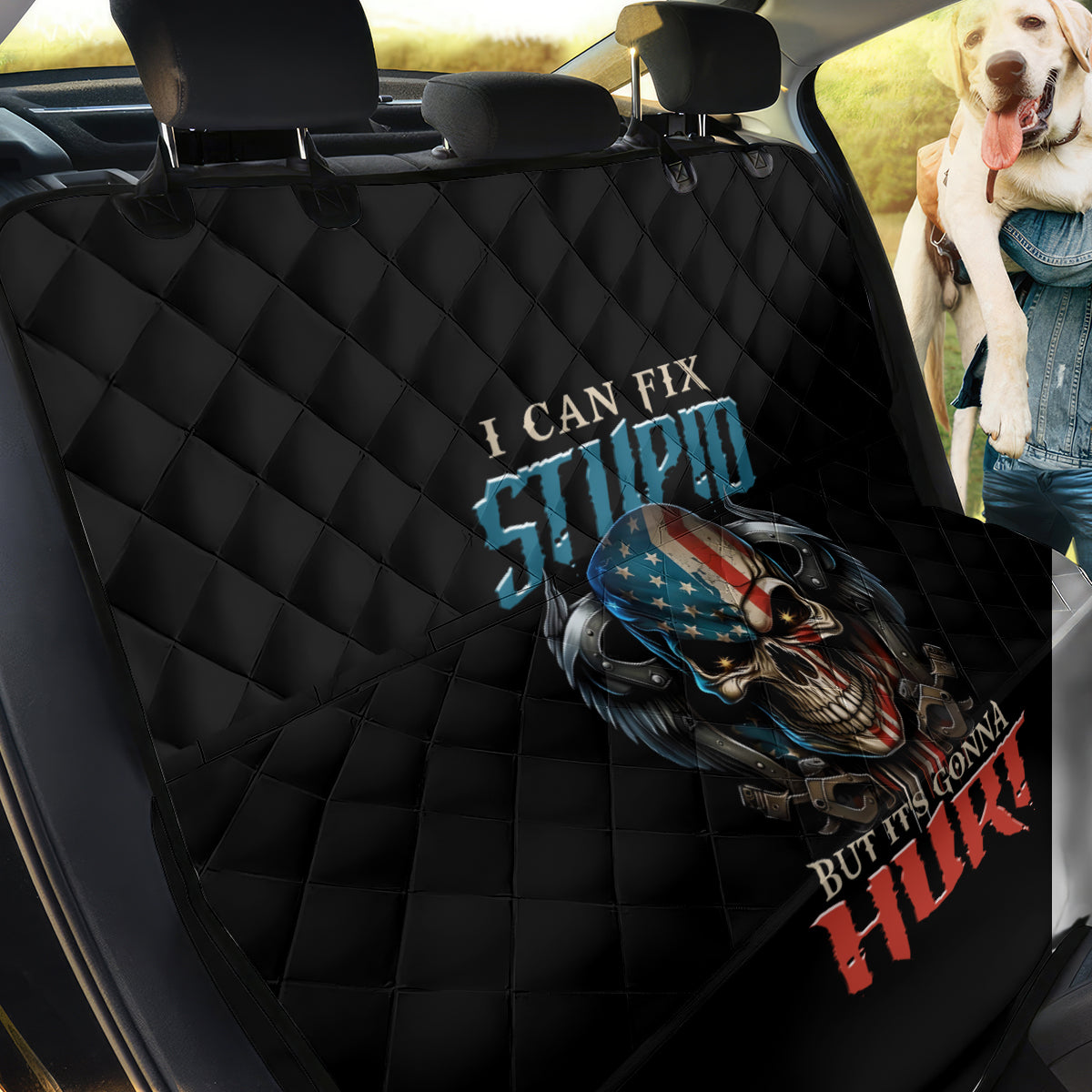 I Can Fix Stupid But It's Gonna Hurt Back Car Seat Cover - Wonder Print Shop