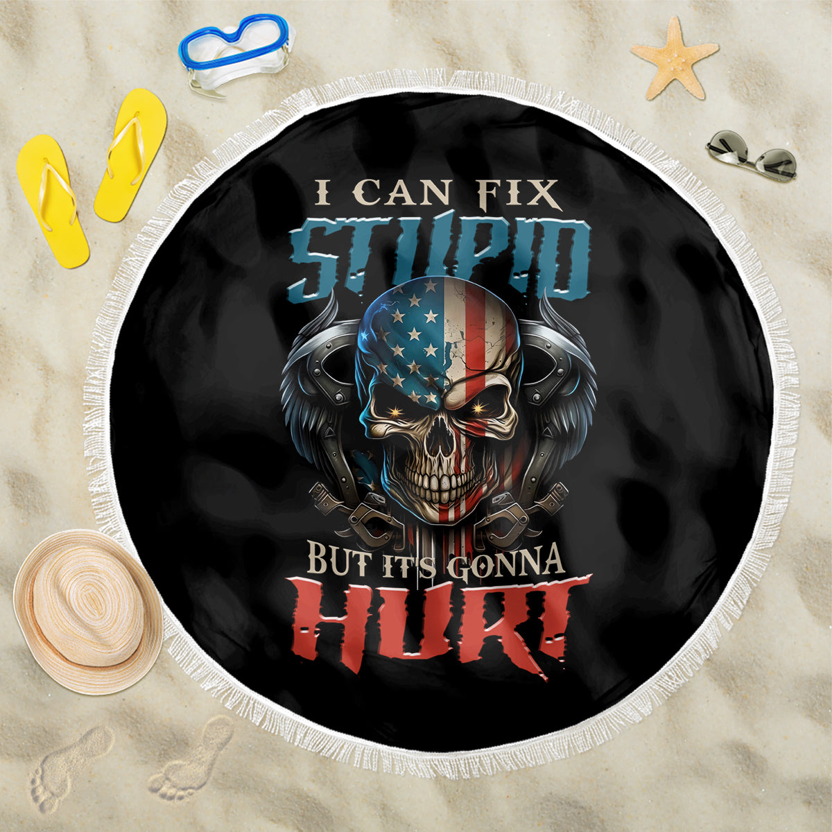 I Can Fix Stupid But It's Gonna Hurt Beach Blanket - Wonder Print Shop