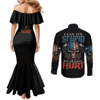 i-can-fix-stupid-but-its-gonna-hurt-couples-matching-mermaid-dress-and-long-sleeve-button-shirt