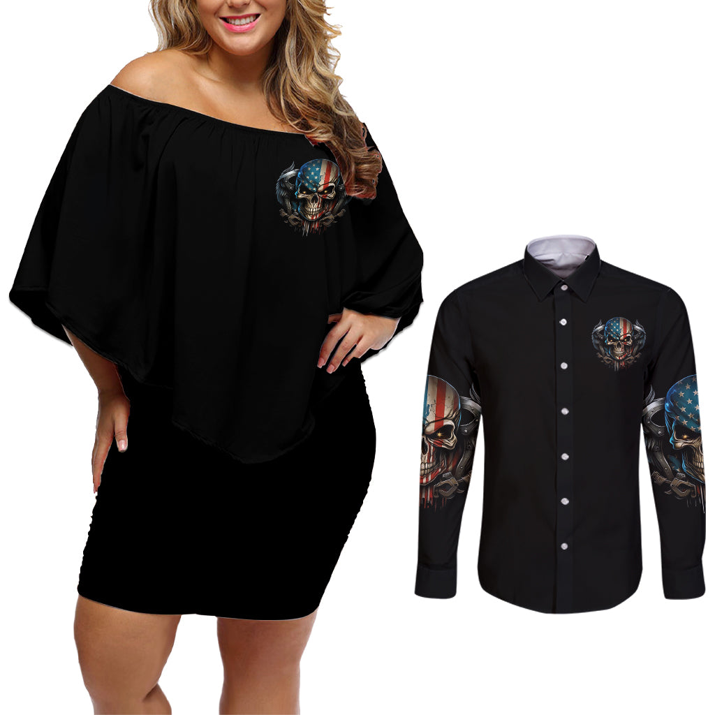 I Can Fix Stupid But It's Gonna Hurt Couples Matching Off Shoulder Short Dress and Long Sleeve Button Shirt - Wonder Print Shop