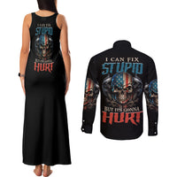 I Can Fix Stupid But It's Gonna Hurt Couples Matching Tank Maxi Dress and Long Sleeve Button Shirt - Wonder Print Shop
