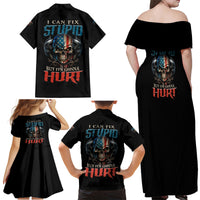 I Can Fix Stupid But It's Gonna Hurt Family Matching Off Shoulder Maxi Dress and Hawaiian Shirt - Wonder Print Shop