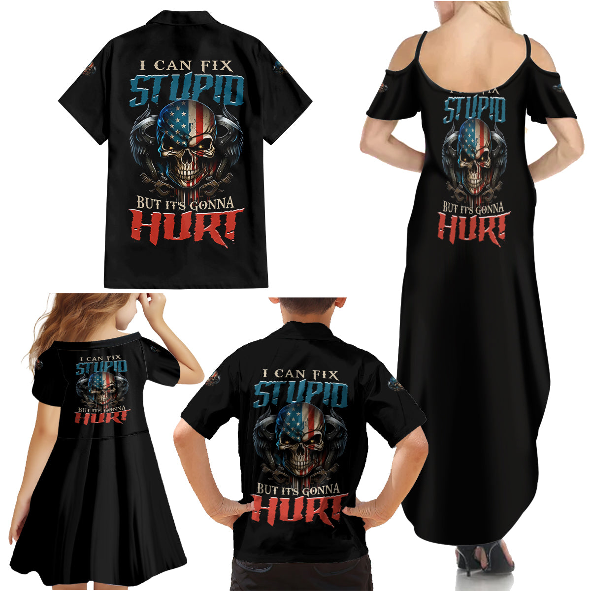 I Can Fix Stupid But It's Gonna Hurt Family Matching Summer Maxi Dress and Hawaiian Shirt - Wonder Print Shop