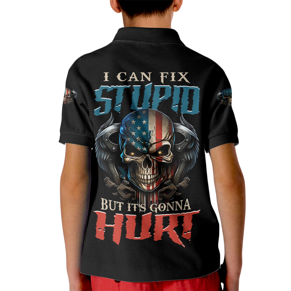 I Can Fix Stupid But It's Gonna Hurt Kid Polo Shirt - Wonder Print Shop