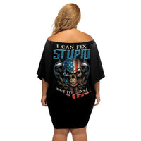 I Can Fix Stupid But It's Gonna Hurt Off Shoulder Short Dress - Wonder Print Shop