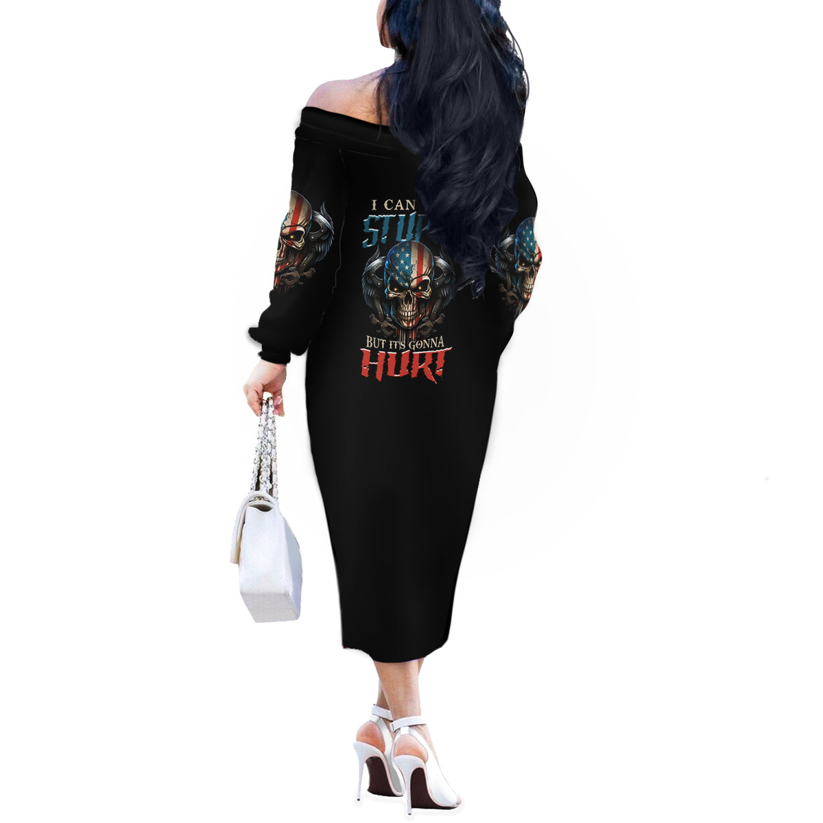 I Can Fix Stupid But It's Gonna Hurt Off The Shoulder Long Sleeve Dress - Wonder Print Shop
