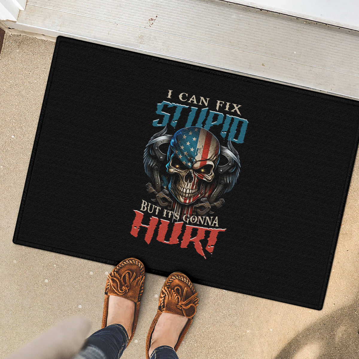 I Can Fix Stupid But It's Gonna Hurt Rubber Doormat - Wonder Print Shop