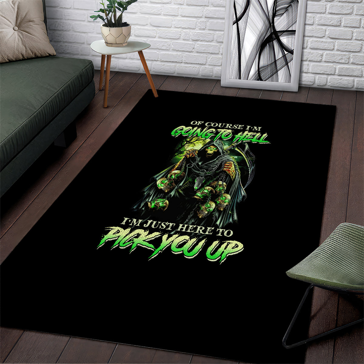 Of Course I'm Going To Hell Skull Area Rug - Wonder Print Shop