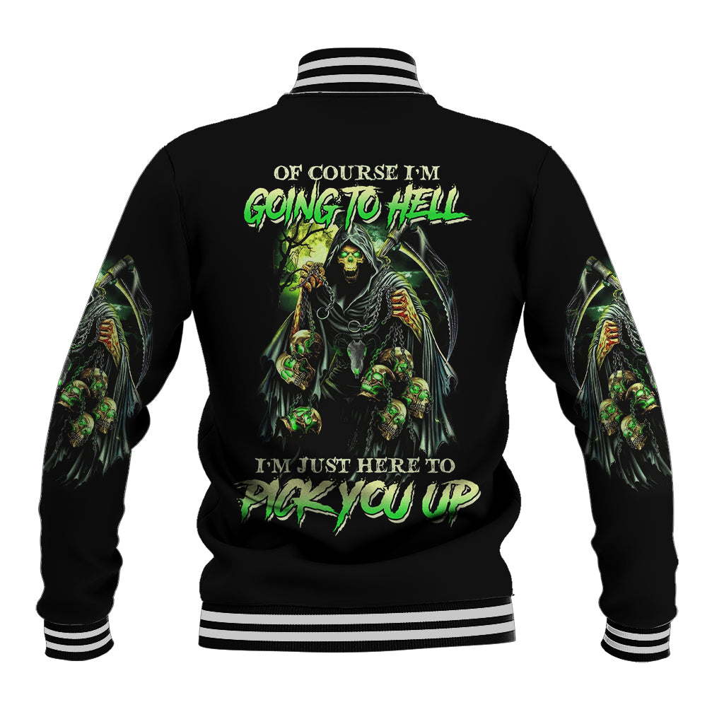 Of Course I'm Going To Hell Skull Baseball Jacket - Wonder Print Shop