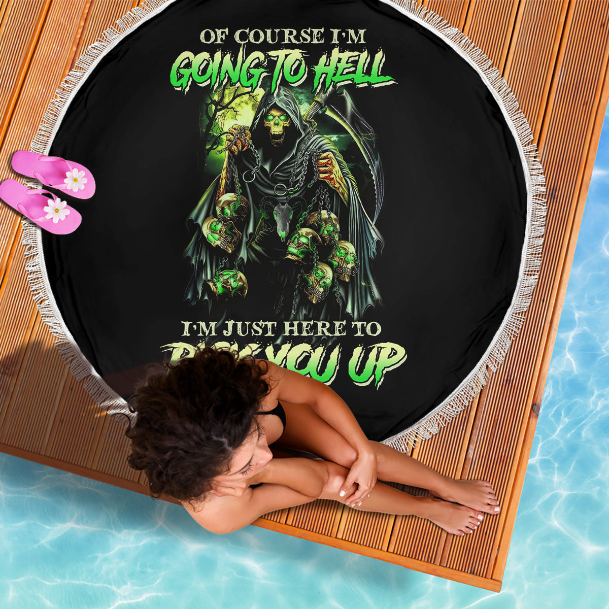 Of Course I'm Going To Hell Skull Beach Blanket - Wonder Print Shop