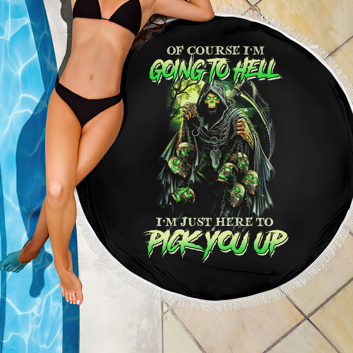 Of Course I'm Going To Hell Skull Beach Blanket - Wonder Print Shop