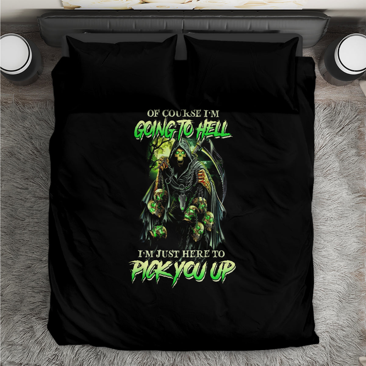 Of Course I'm Going To Hell Skull Bedding Set - Wonder Print Shop