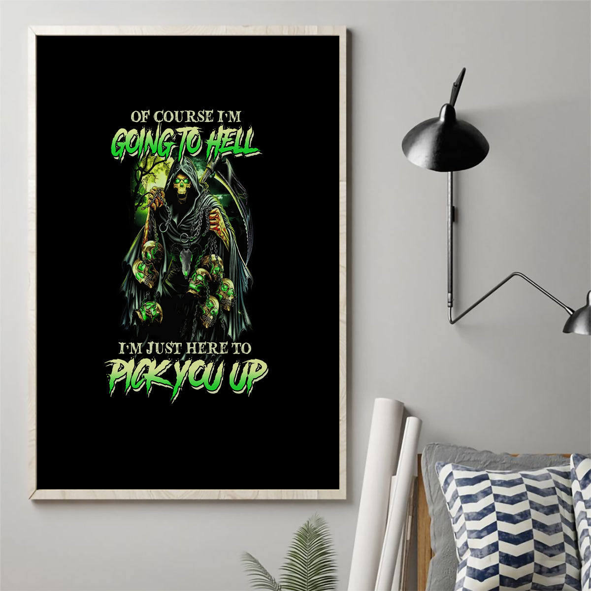 Of Course I'm Going To Hell Skull Canvas Wall Art - Wonder Print Shop