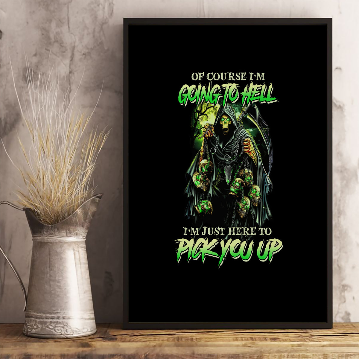 Of Course I'm Going To Hell Skull Canvas Wall Art - Wonder Print Shop
