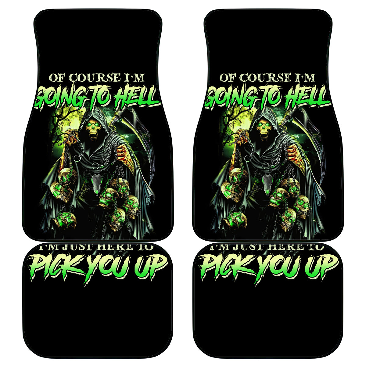 Of Course I'm Going To Hell Skull Car Mats - Wonder Print Shop