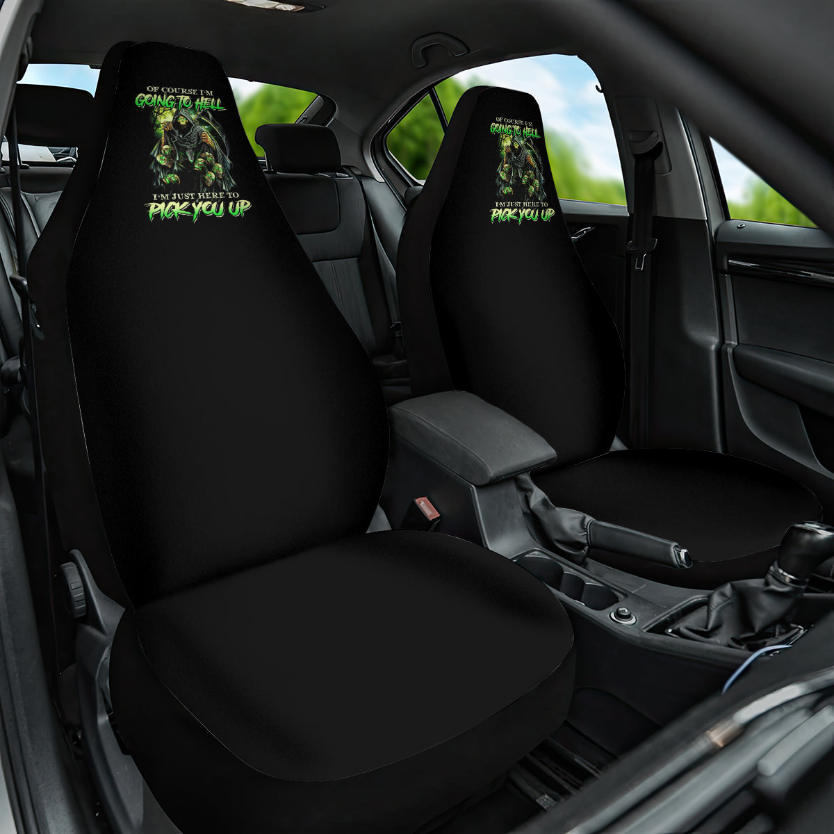 Of Course I'm Going To Hell Skull Car Seat Cover - Wonder Print Shop