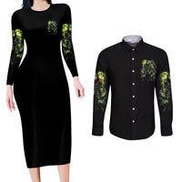 Of Course I'm Going To Hell Skull Couples Matching Long Sleeve Bodycon Dress and Long Sleeve Button Shirt - Wonder Print Shop