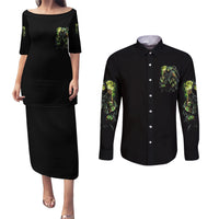 Of Course I'm Going To Hell Skull Couples Matching Puletasi Dress and Long Sleeve Button Shirt - Wonder Print Shop