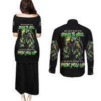 Of Course I'm Going To Hell Skull Couples Matching Puletasi Dress and Long Sleeve Button Shirt - Wonder Print Shop