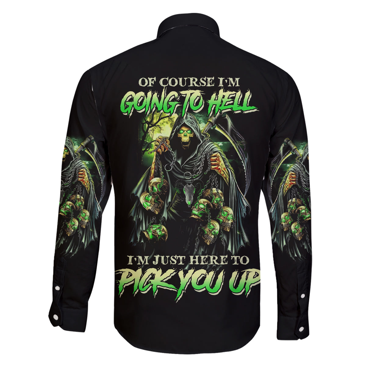 Of Course I'm Going To Hell Skull Family Matching Mermaid Dress and Hawaiian Shirt - Wonder Print Shop