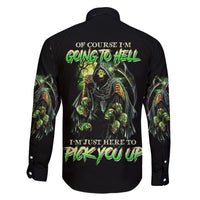 Of Course I'm Going To Hell Skull Family Matching Off Shoulder Long Sleeve Dress and Hawaiian Shirt - Wonder Print Shop