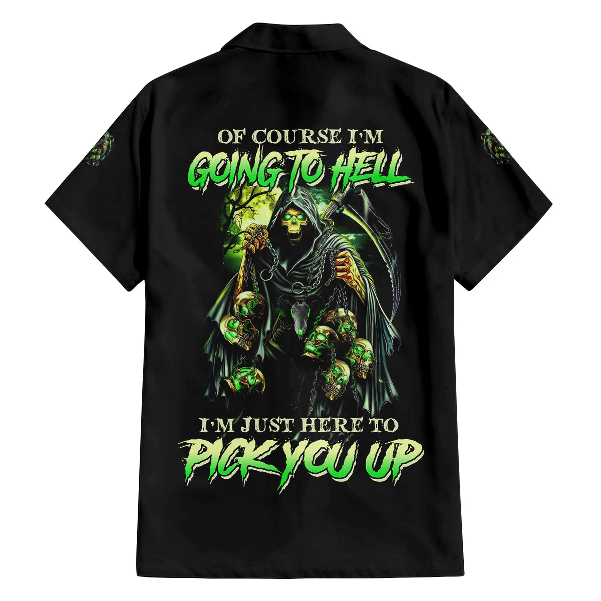 Of Course I'm Going To Hell Skull Family Matching Off Shoulder Short Dress and Hawaiian Shirt - Wonder Print Shop