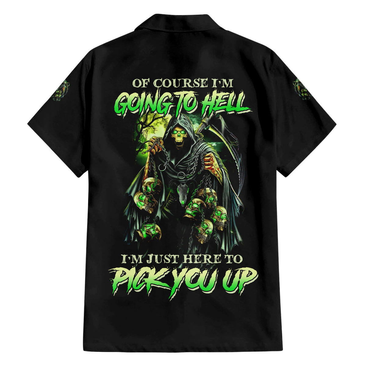 Of Course I'm Going To Hell Skull Family Matching Short Sleeve Bodycon Dress and Hawaiian Shirt - Wonder Print Shop