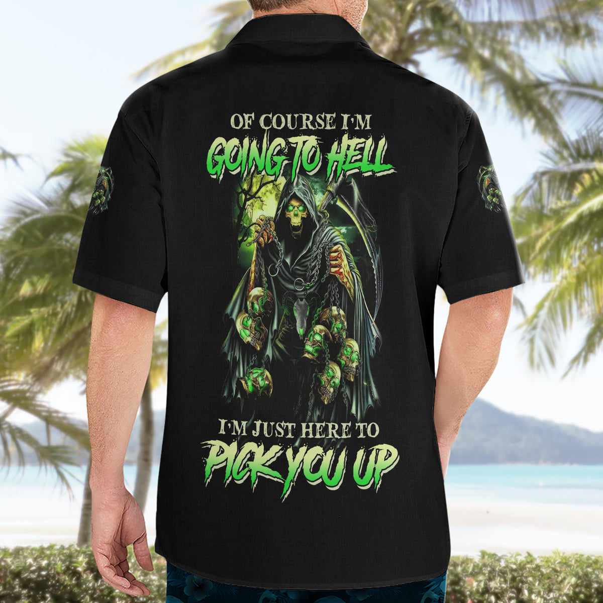 Of Course I'm Going To Hell Skull Hawaiian Shirt - Wonder Print Shop