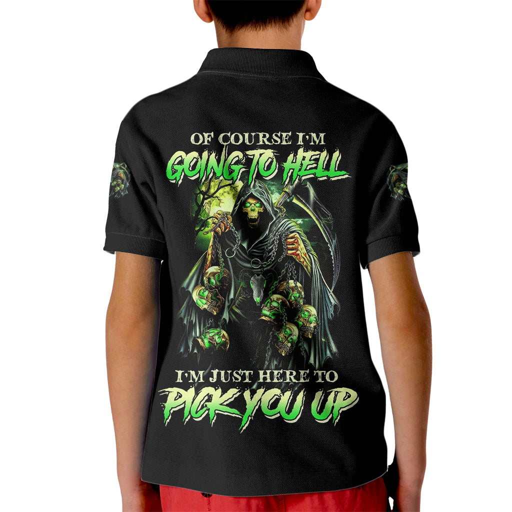 Of Course I'm Going To Hell Skull Kid Polo Shirt - Wonder Print Shop