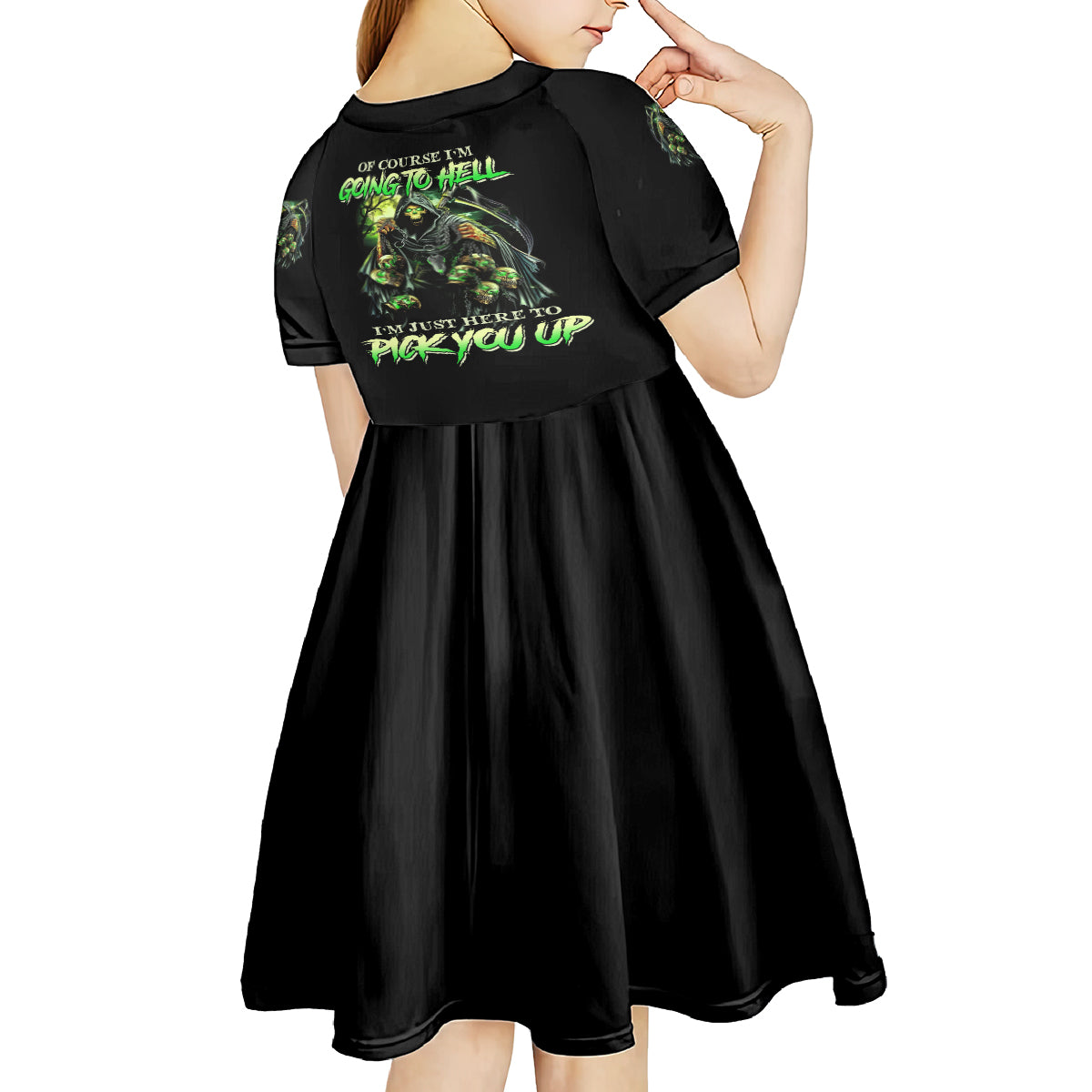 Of Course I'm Going To Hell Skull Kid Short Sleeve Dress - Wonder Print Shop