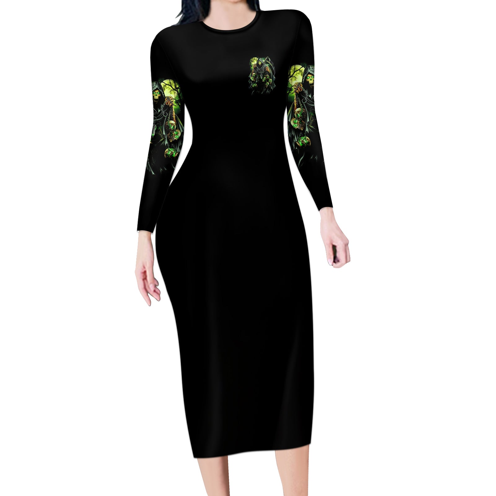 Of Course I'm Going To Hell Skull Long Sleeve Bodycon Dress - Wonder Print Shop