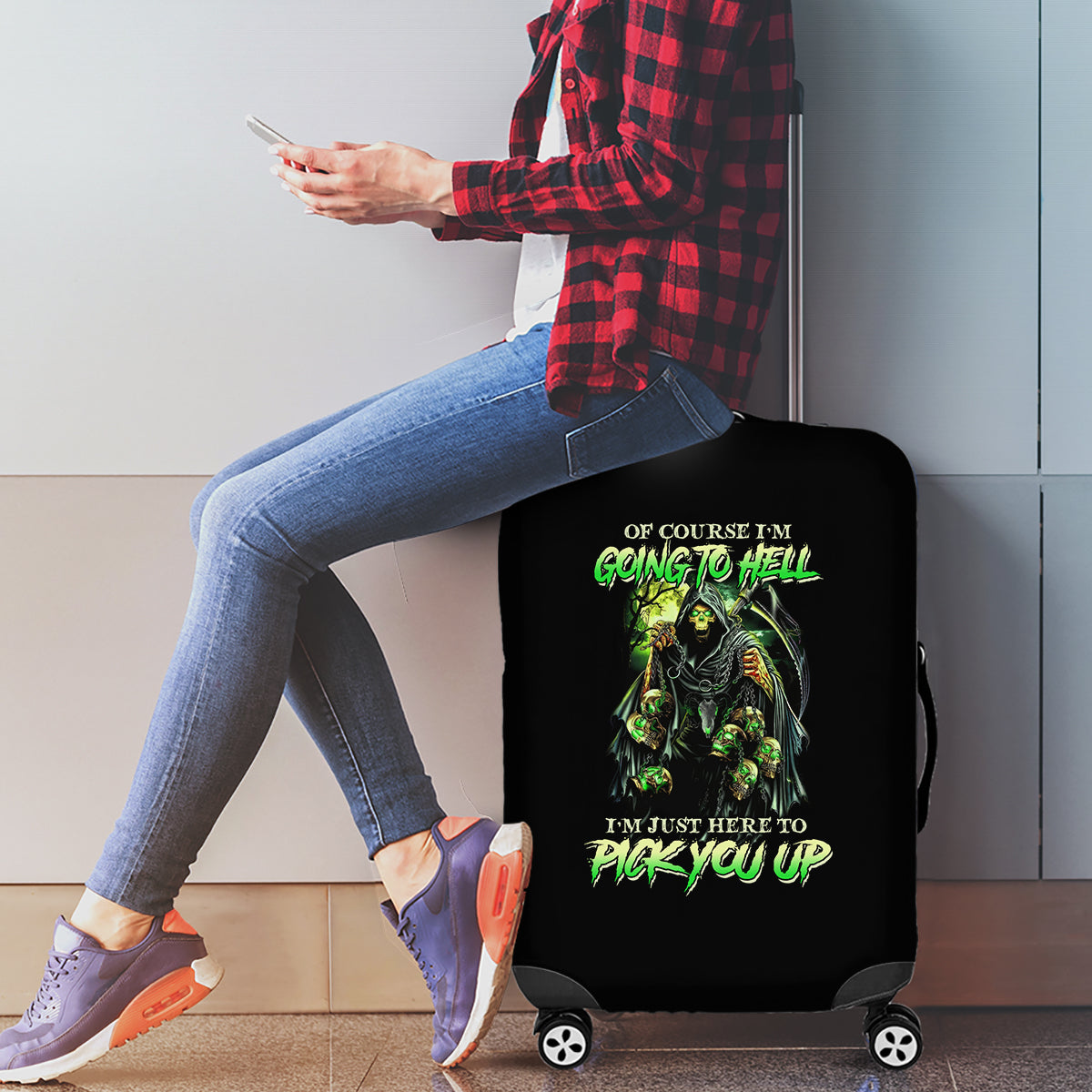 Of Course I'm Going To Hell Skull Luggage Cover - Wonder Print Shop