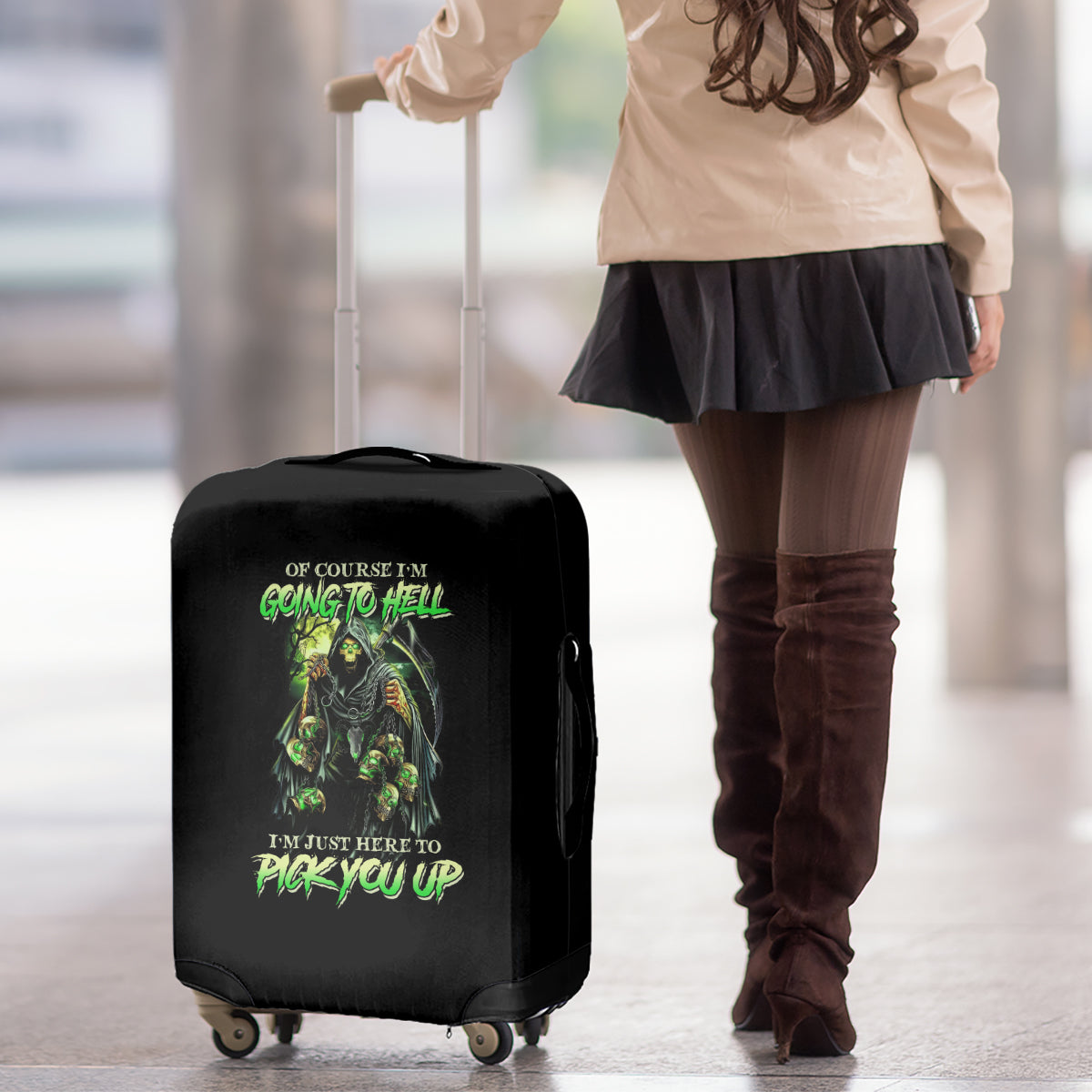 Of Course I'm Going To Hell Skull Luggage Cover - Wonder Print Shop