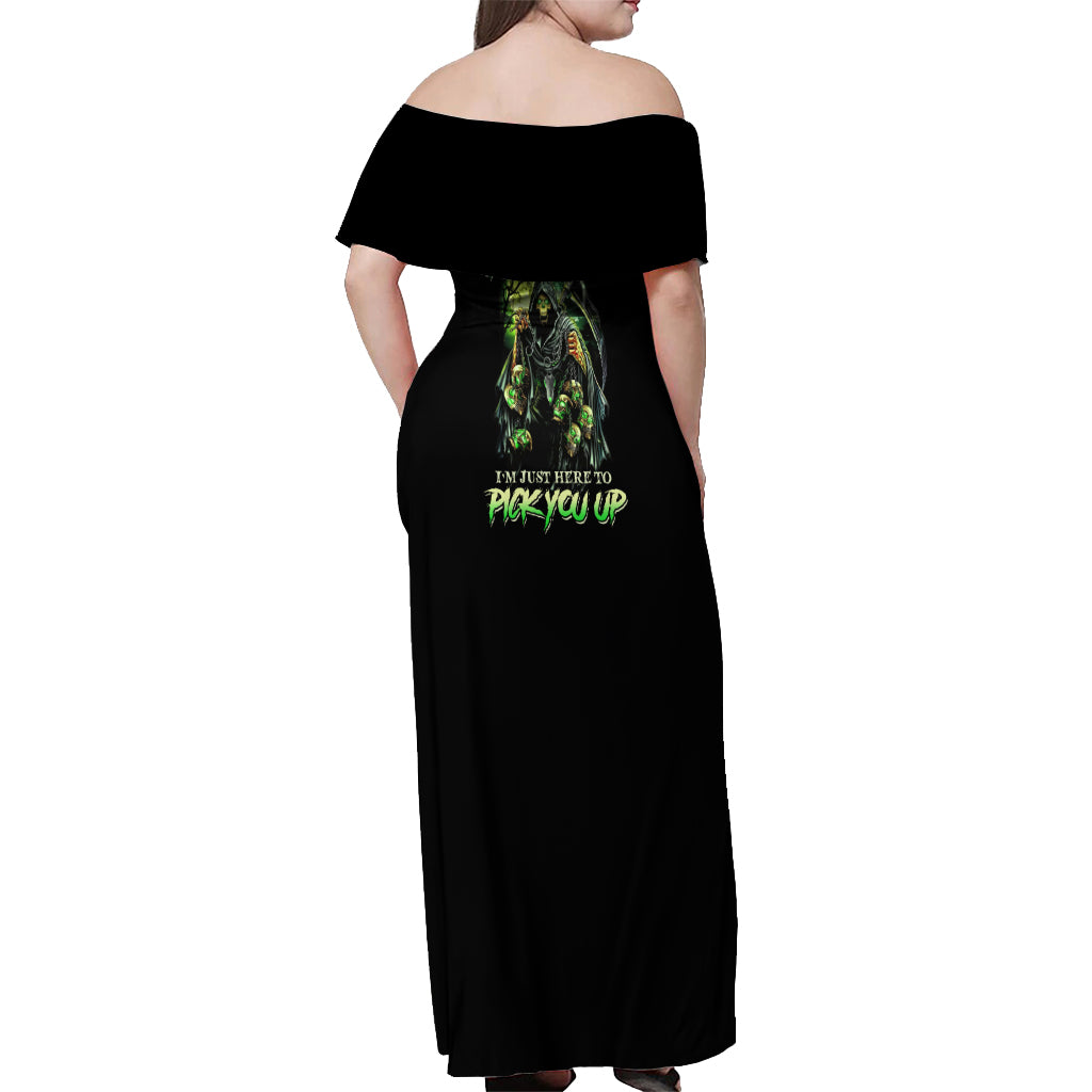 Of Course I'm Going To Hell Skull Off Shoulder Maxi Dress - Wonder Print Shop