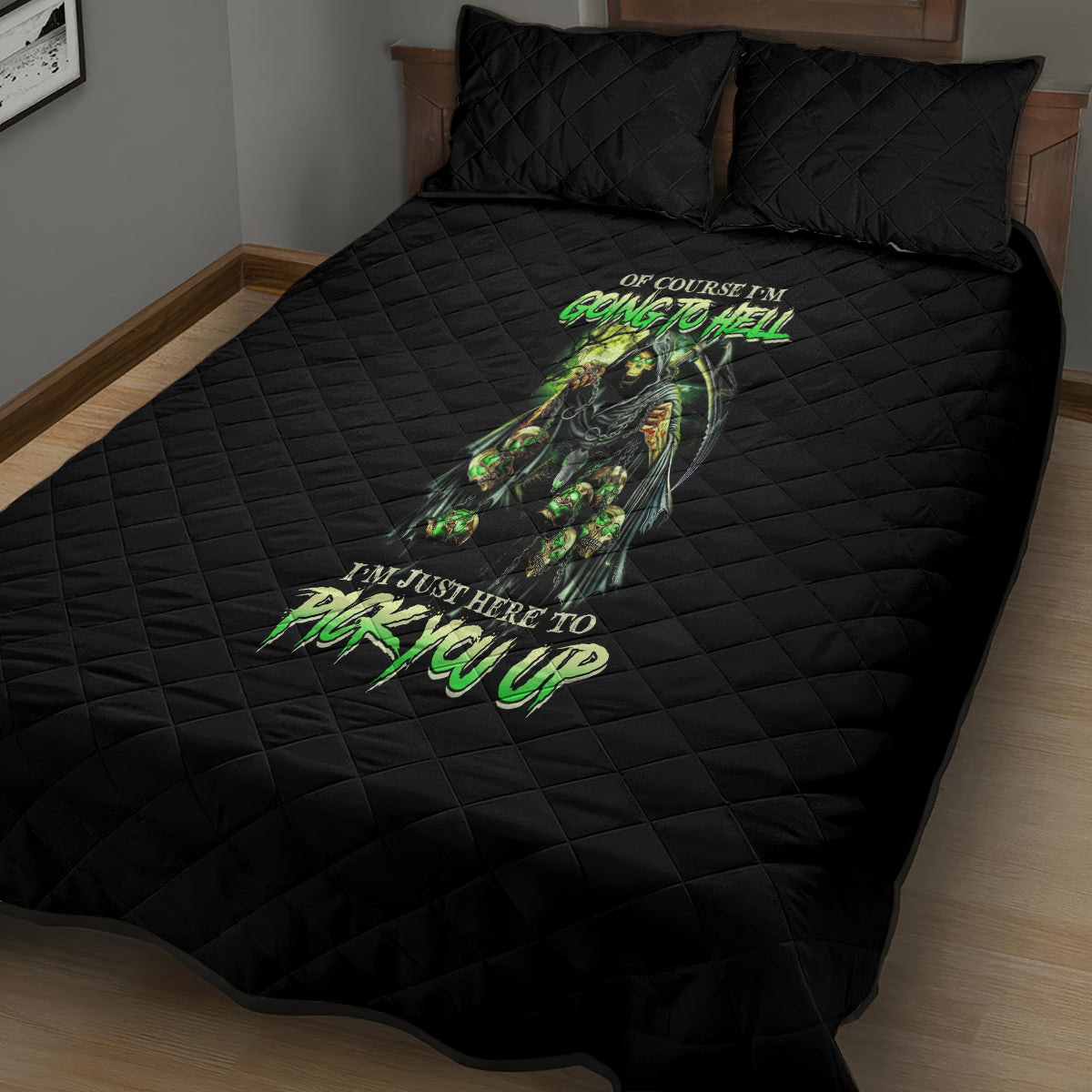 Of Course I'm Going To Hell Skull Quilt Bed Set - Wonder Print Shop