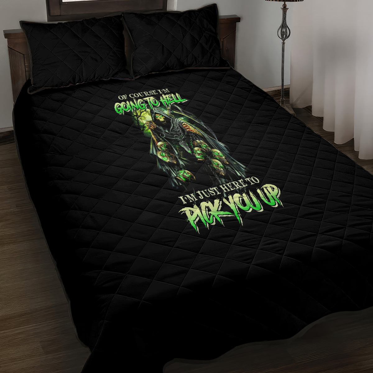 Of Course I'm Going To Hell Skull Quilt Bed Set - Wonder Print Shop