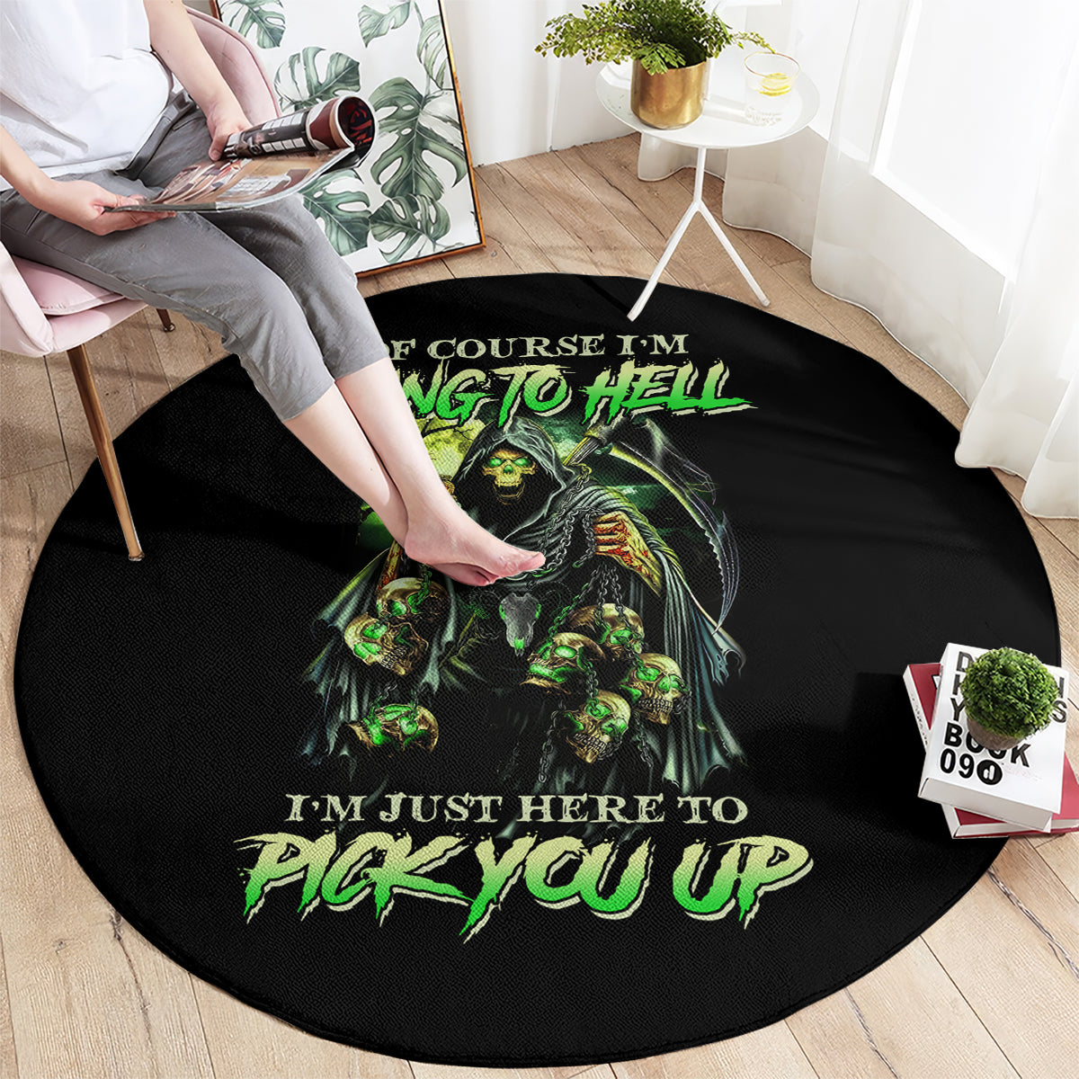 of-course-im-going-to-hell-skull-round-carpet