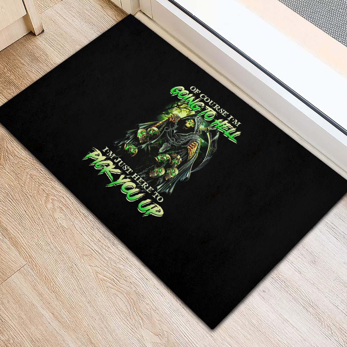 Of Course I'm Going To Hell Skull Rubber Doormat - Wonder Print Shop
