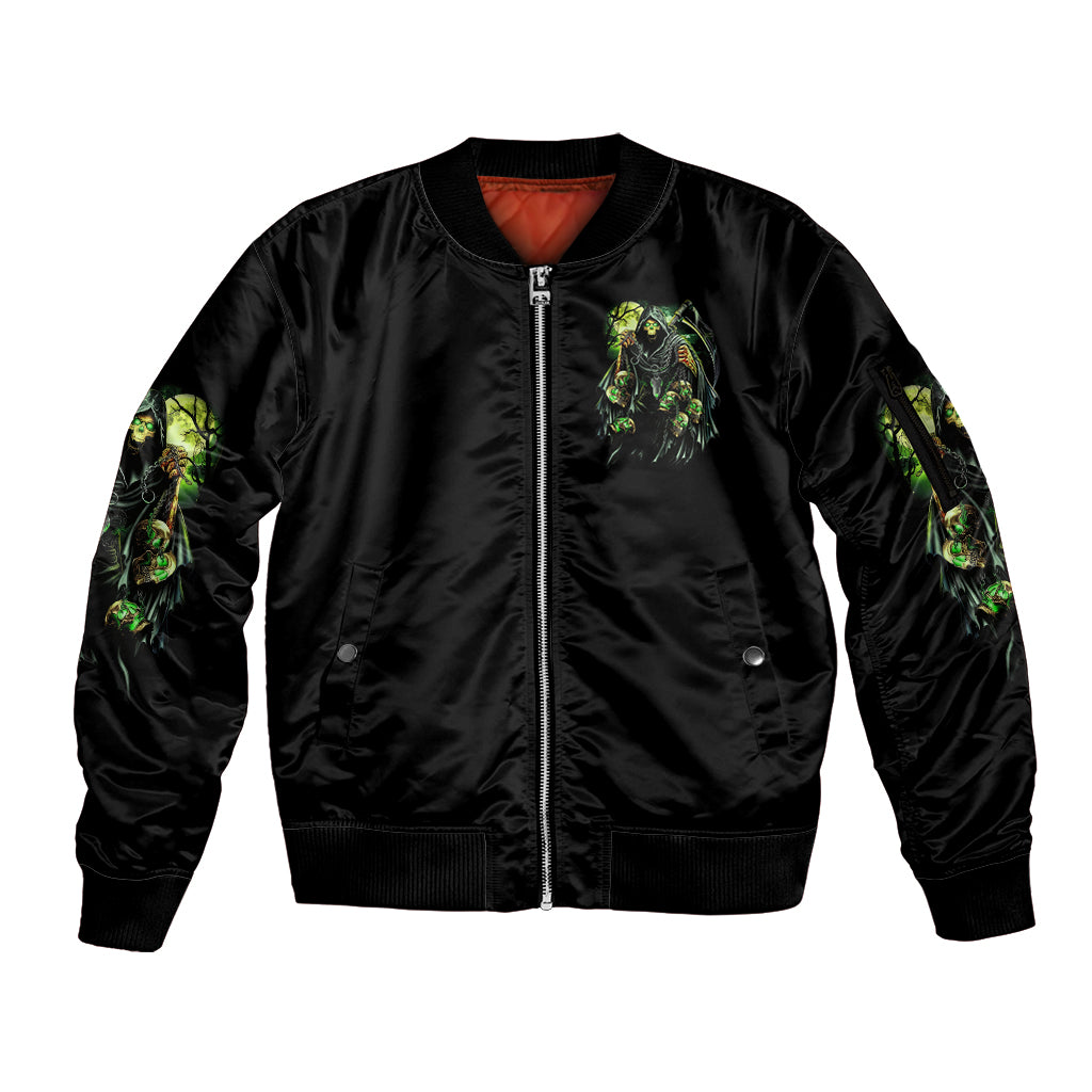 Of Course I'm Going To Hell Skull Sleeve Zip Bomber Jacket - Wonder Print Shop