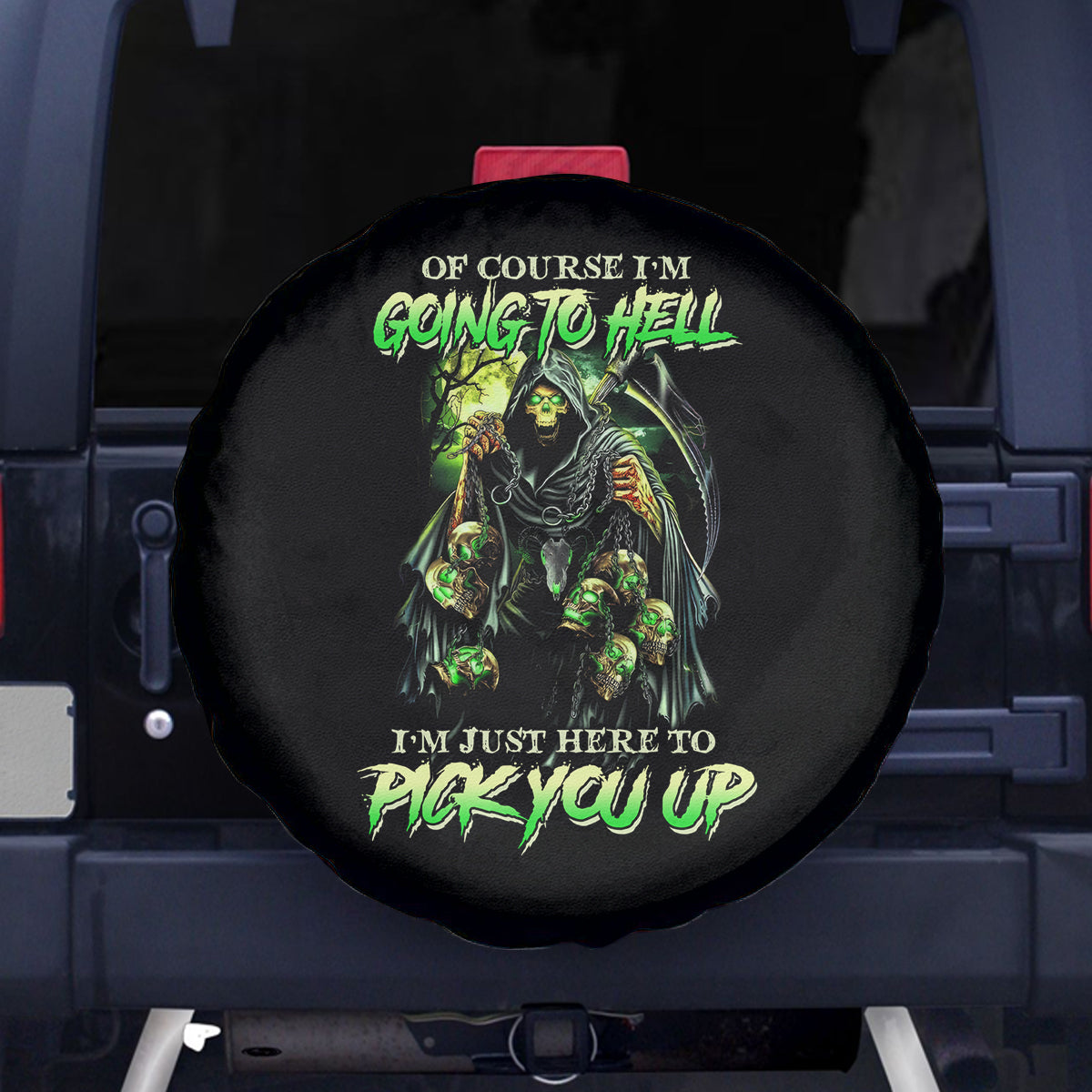 Of Course I'm Going To Hell Skull Spare Tire Cover - Wonder Print Shop
