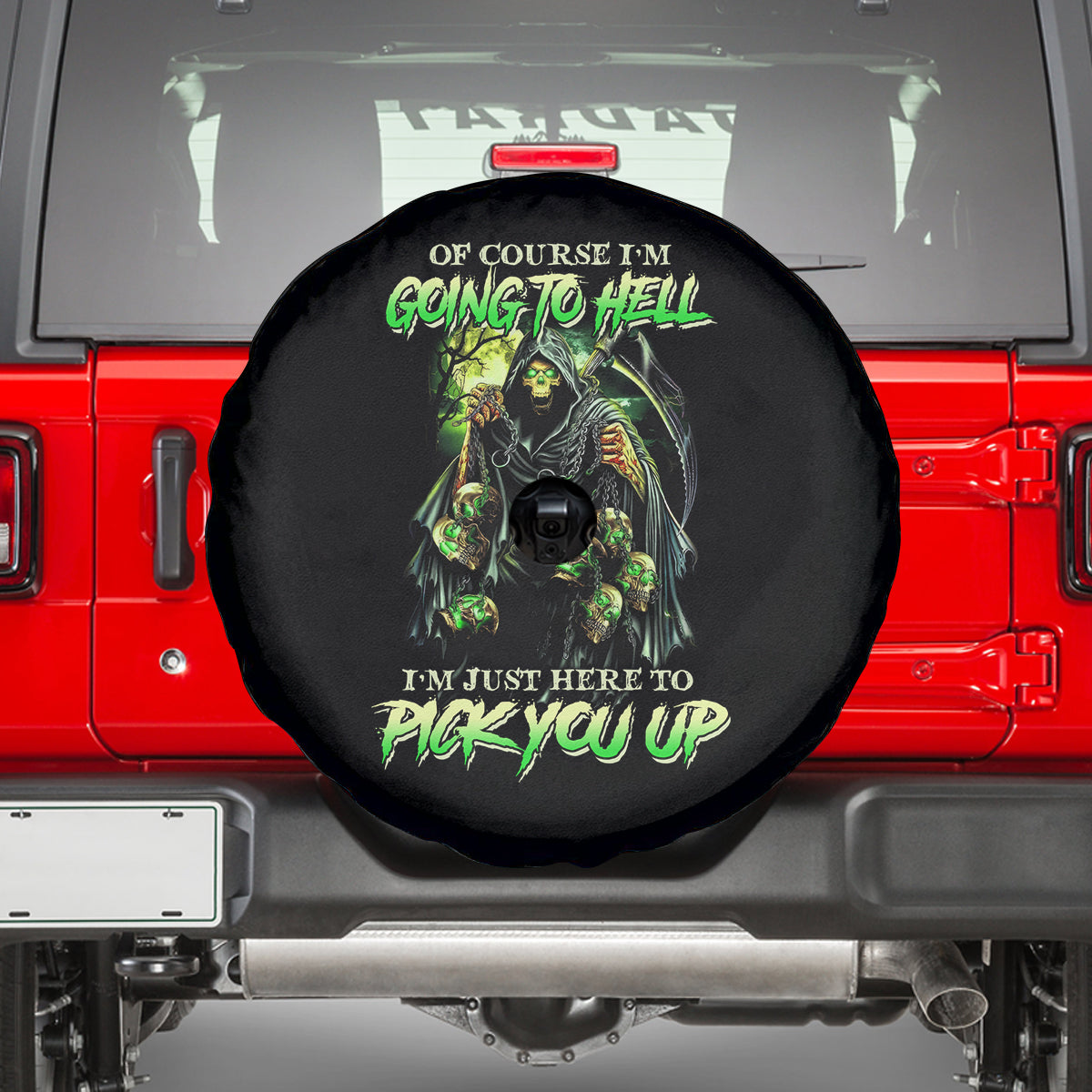 Of Course I'm Going To Hell Skull Spare Tire Cover - Wonder Print Shop