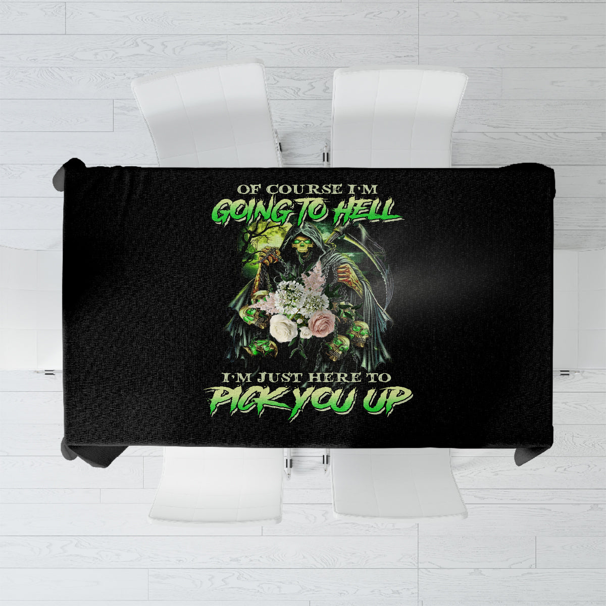 Of Course I'm Going To Hell Skull Tablecloth - Wonder Print Shop