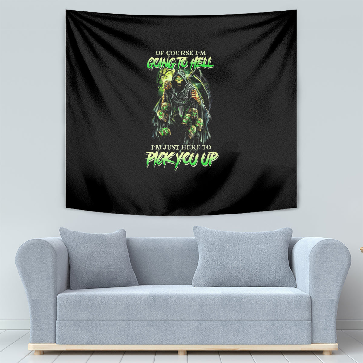 Of Course I'm Going To Hell Skull Tapestry - Wonder Print Shop