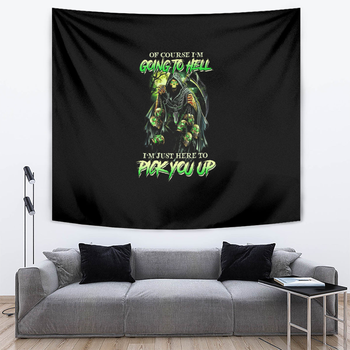 Of Course I'm Going To Hell Skull Tapestry - Wonder Print Shop