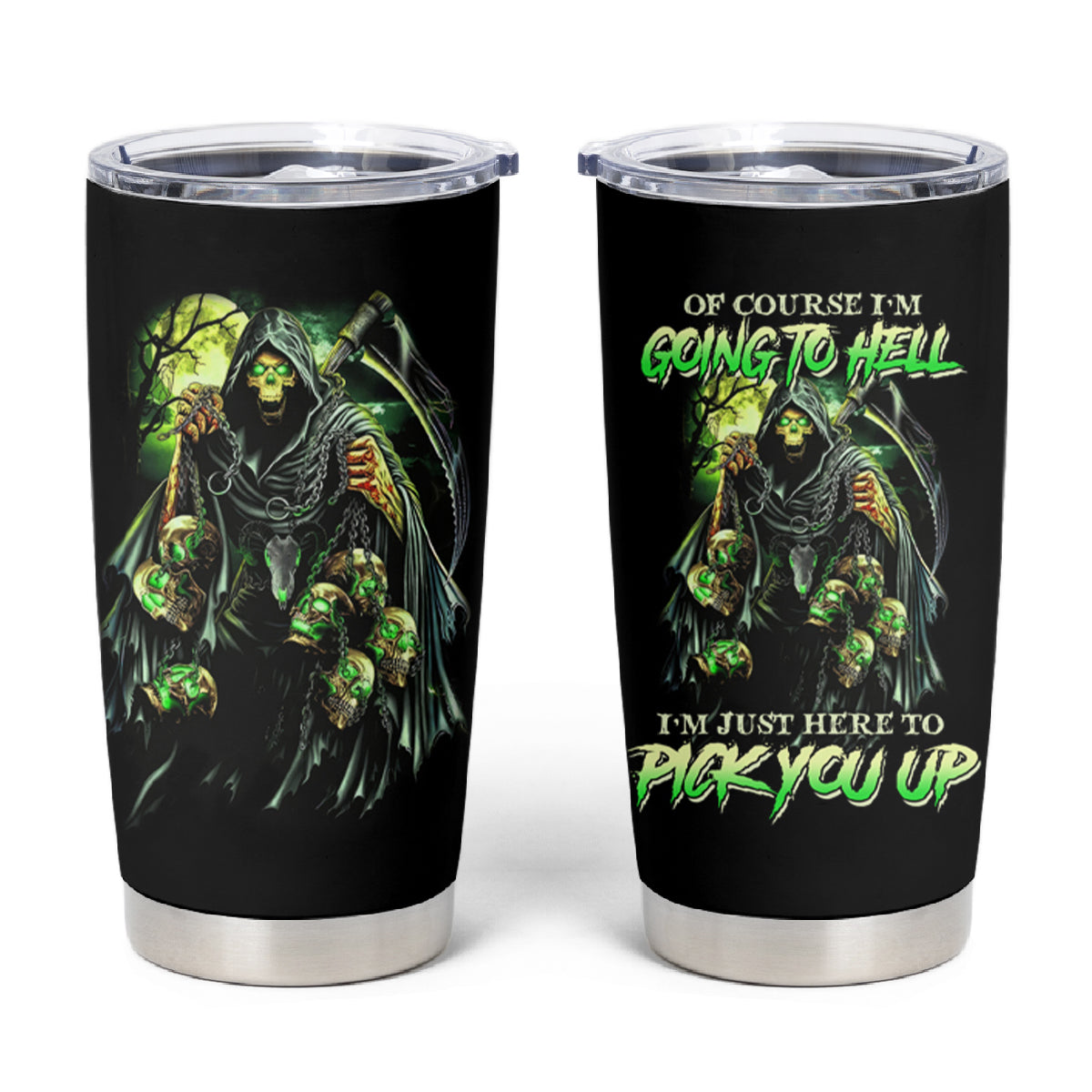 Of Course I'm Going To Hell Skull Tumbler Cup - Wonder Print Shop