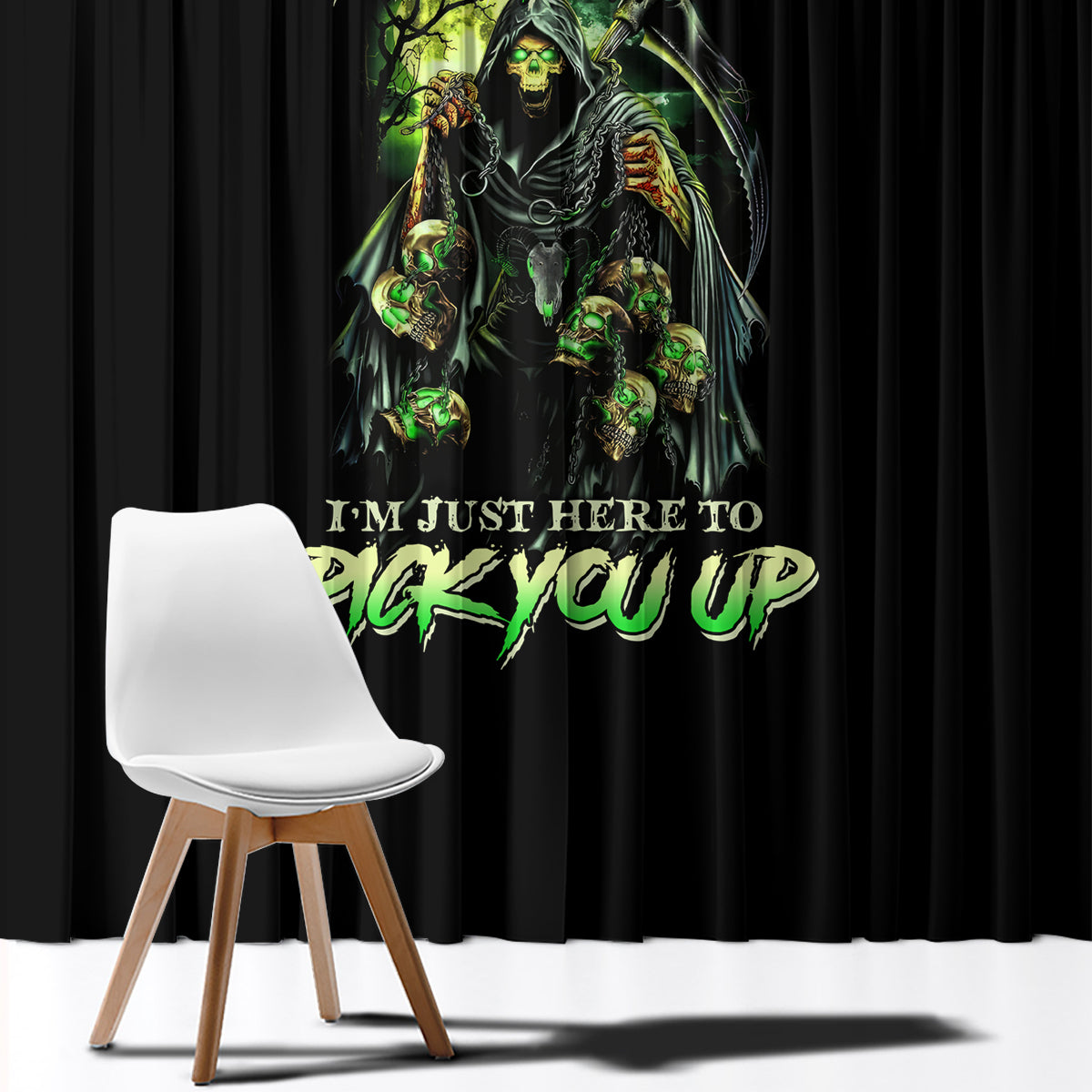 Of Course I'm Going To Hell Skull Window Curtain - Wonder Print Shop