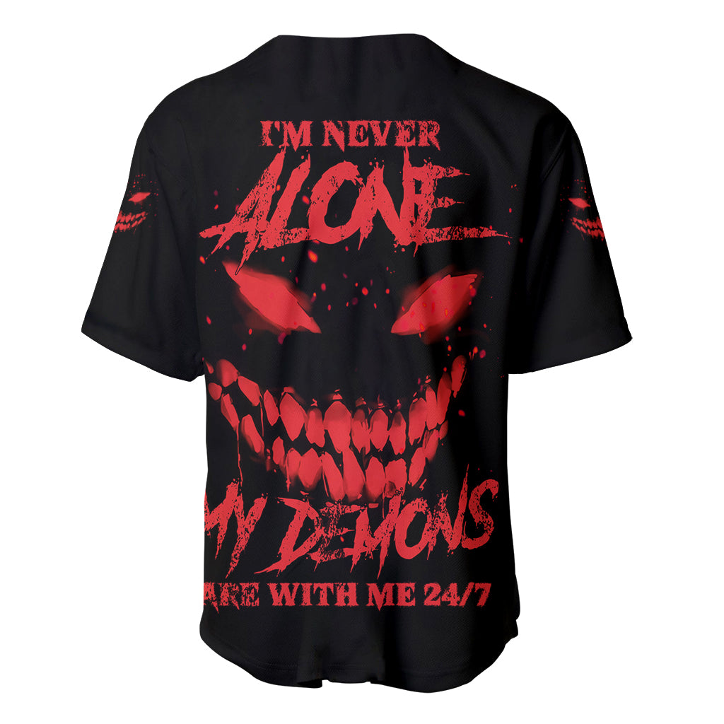 I'm Never Alone My Demon Are With Me Baseball Jersey - Wonder Print Shop