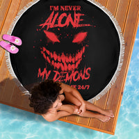 I'm Never Alone My Demon Are With Me Beach Blanket - Wonder Print Shop